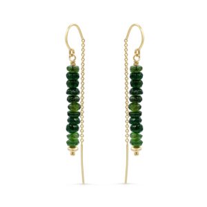 Green tourmaline earrings, green tourmaline threaders, [EETP1497] gold tourmaline earrings, genuine tourmaline