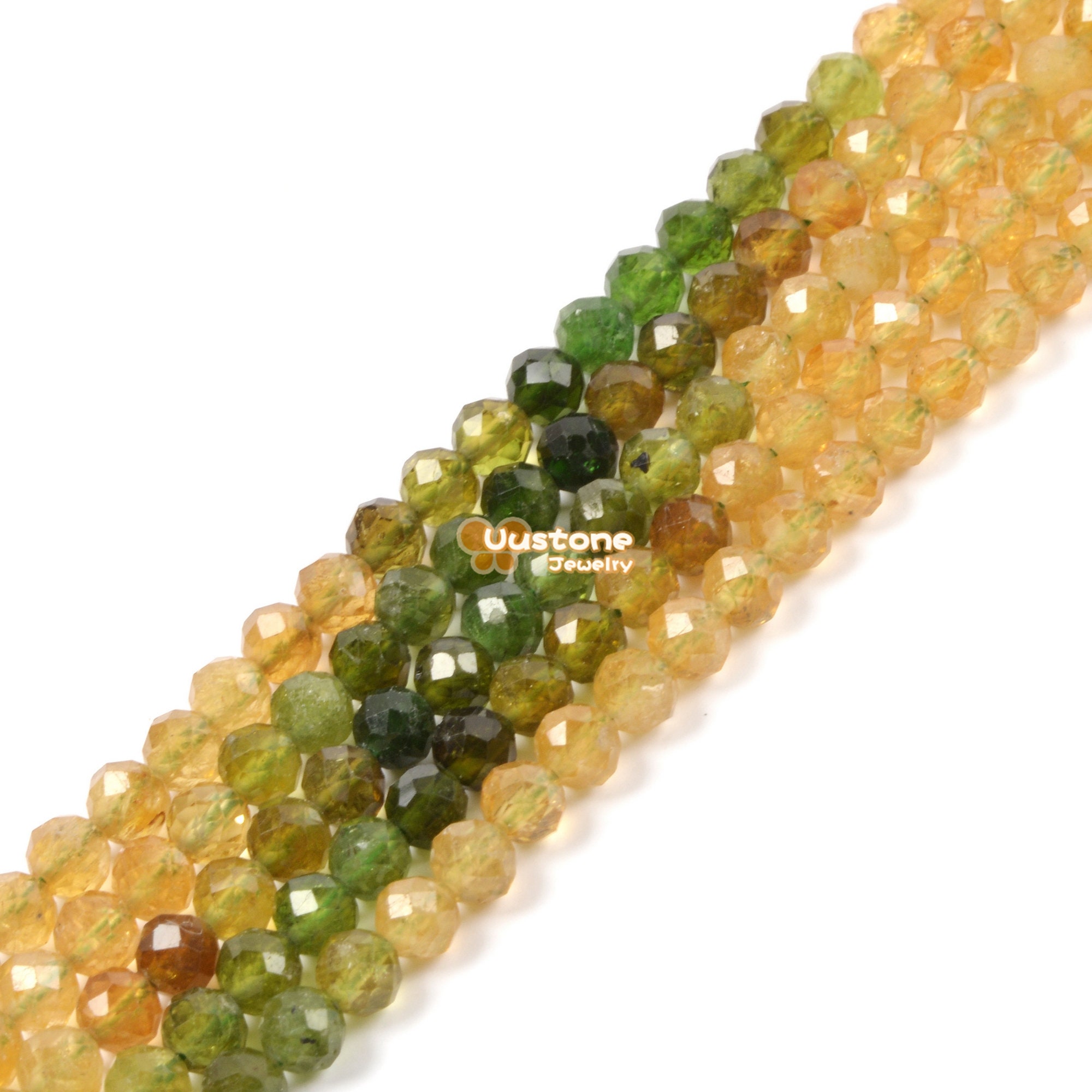 02761 3.7mm To 4.7mm Faceted Yellow Green Tourmaline Round Sphere Loose Beads Diy Jewelry Making Strand 15.5-16"