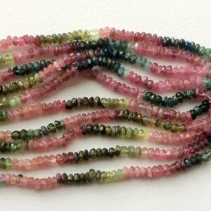 3mm Multi Tourmaline Faceted Rondelles, 13 Inches Tourmaline Faceted Rondelle For Jewelry, Pink And Green Tourmaline (1st To 5st Options)