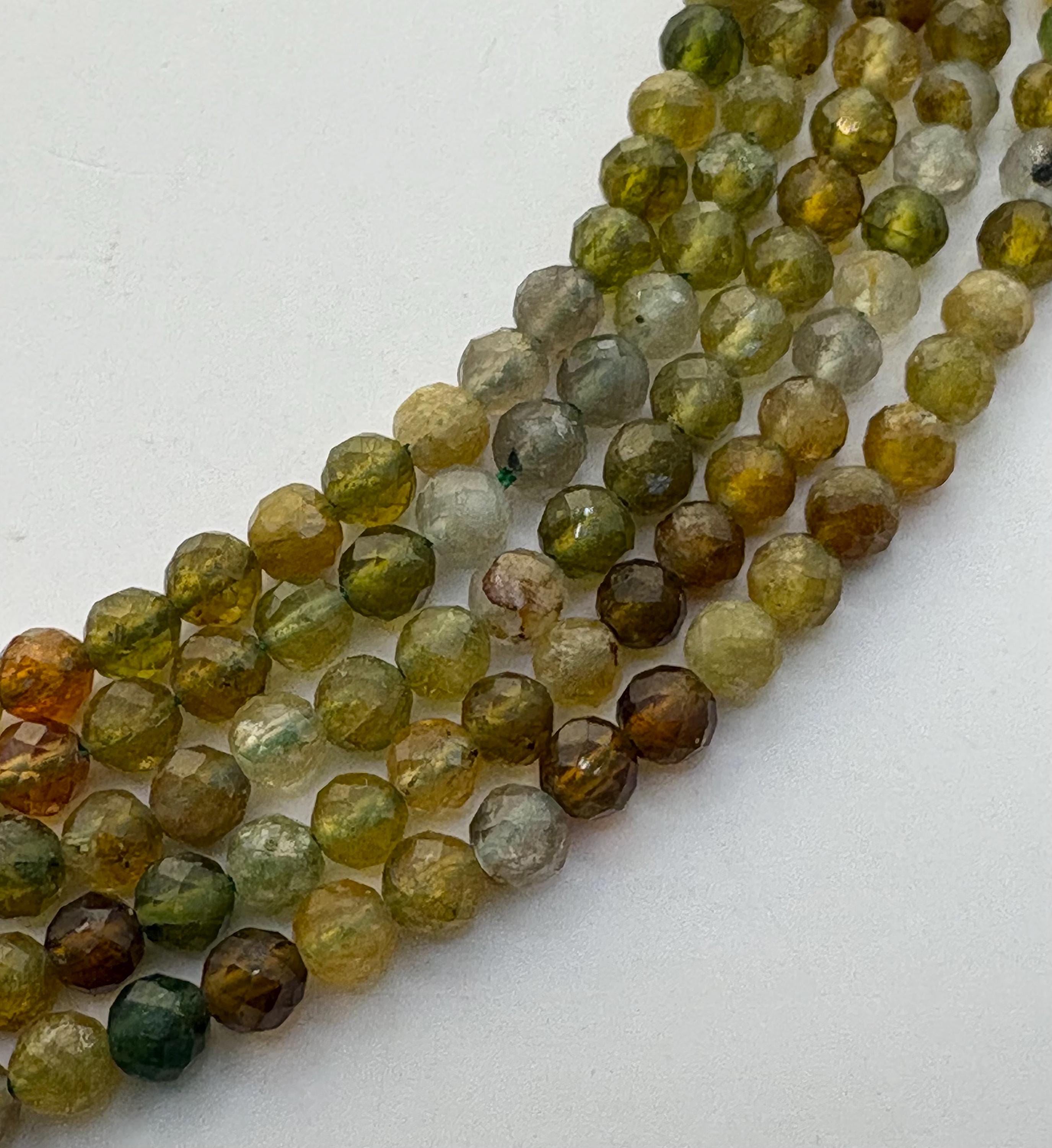 4mm Green Tourmaline Faceted Gemstone Beads. 15" Strands Of High Quality Mixed Green Beads. 4mm Green Tourmaline Faceted Gemstone Beads. 15" Strands Of High Quality Mixed Green Beads.