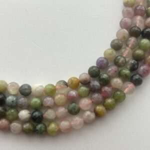 6mm Round Faceted Light Mixed Tourmaline Gemstone Beads. 15" Strand Of Light Pink And Green Tourmaline Beads, About 66 Per Strand. 6mm Round Faceted Light Mixed Tourmaline Gemstone Beads. 15" Strand Of Light Pink And Green Tourmaline Beads, About 66 Per Strand.