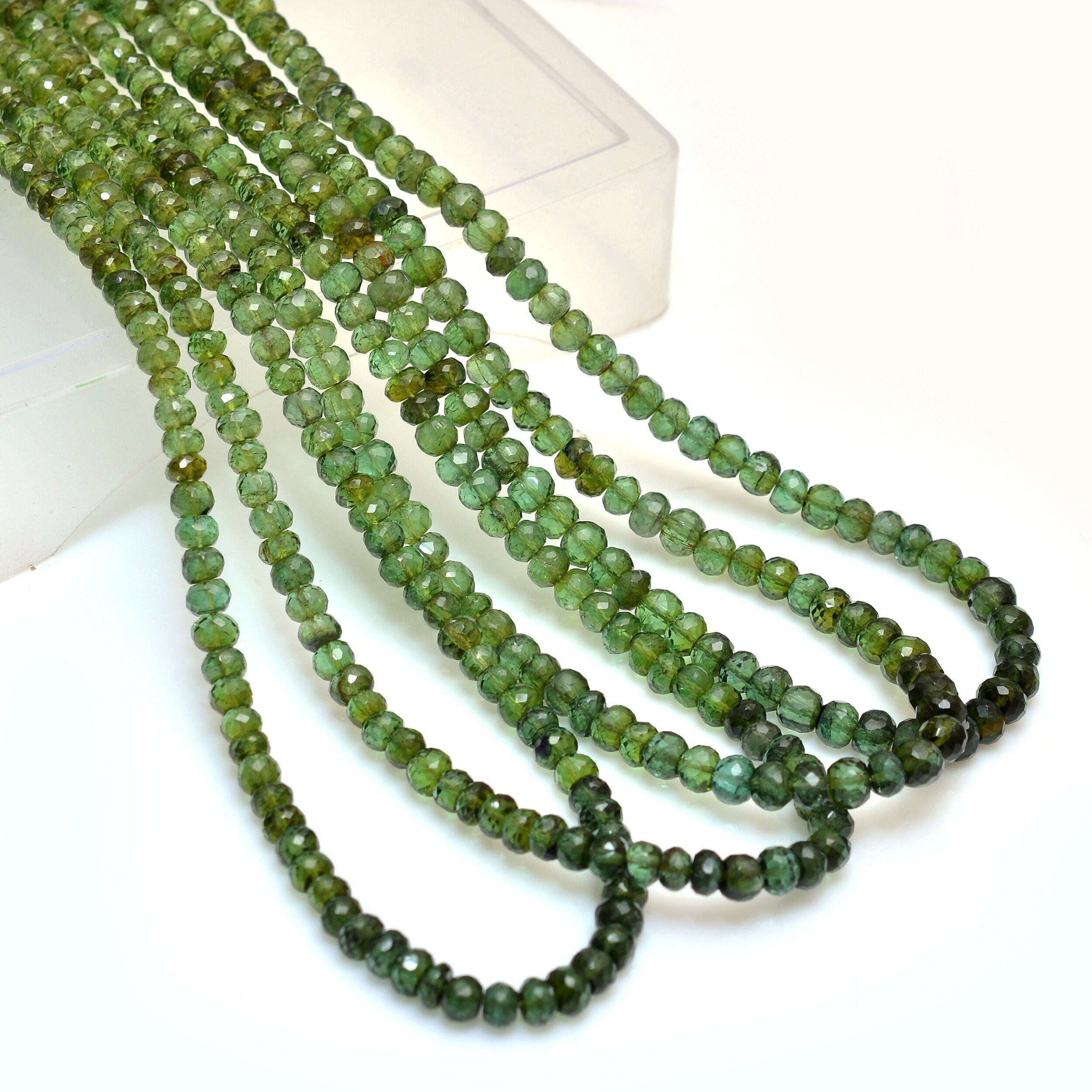 Aaa+ Green Tourmaline 4mm-5mm Faceted Rondelle Beads | 16inch Strand | Natural Multi Green Tourmaline Semi Precious Gemstone Loose Beads Aaa+ Green Tourmaline 4mm-5mm Faceted Rondelle Beads | 16inch Strand | Natural Multi Green Tourmaline Semi Precious Gemstone Loose Beads