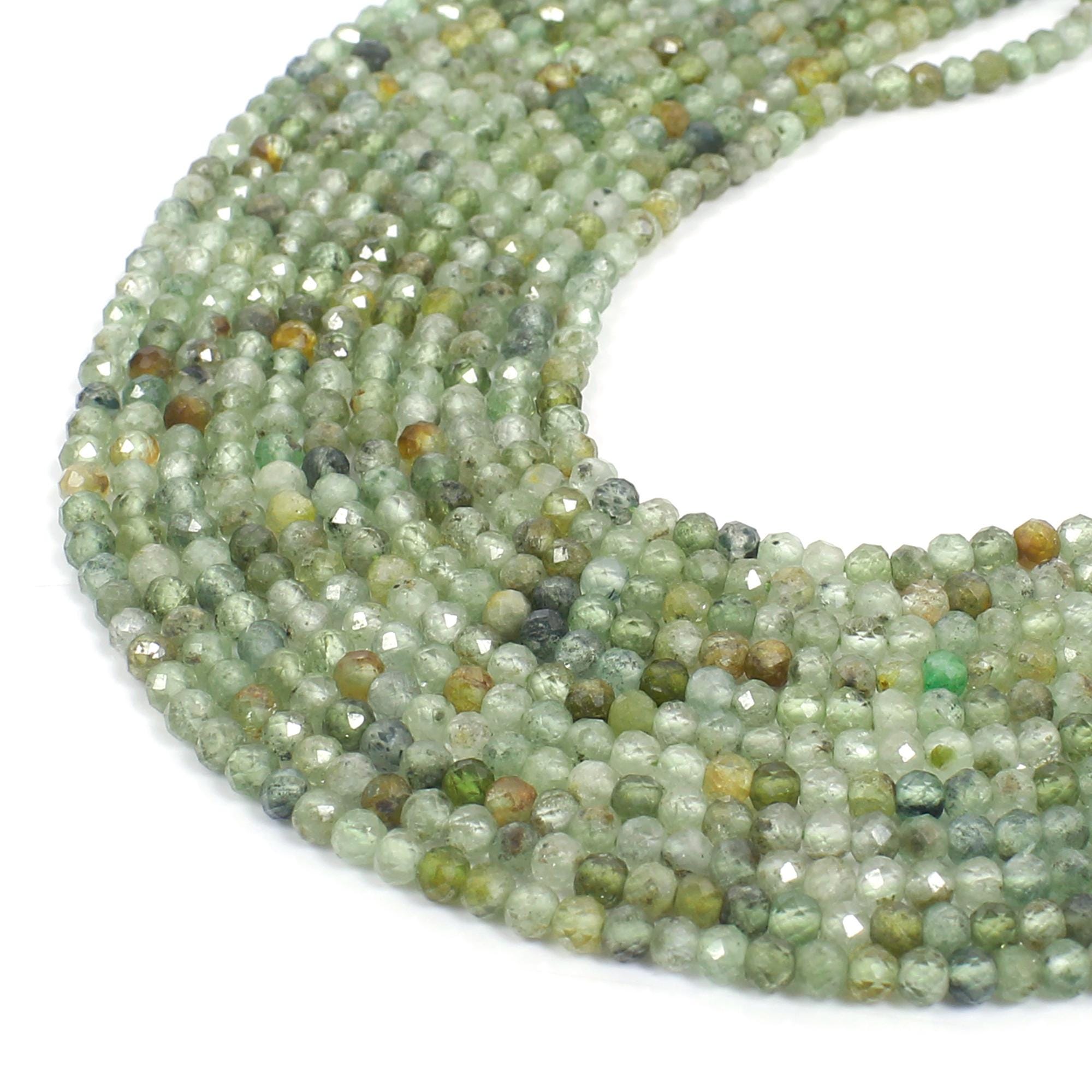 Aaa+ Multi Green Tourmaline Faceted Round Beads, Faceted Green Tourmaline Round Beads, 2 Mm Green Tourmaline Beads, 2 Mm Multi Tourmaline