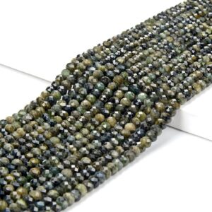 Natural Dark Green Tourmaline Gemstone Grade A 5x3mm Micro Faceted Rondelle Loose Beads 15 Inch Full Strand (80018107-p87) Natural Dark Green Tourmaline Gemstone Grade A 5x3mm Micro Faceted Rondelle Loose Beads 15 Inch Full Strand (80018107-p87)