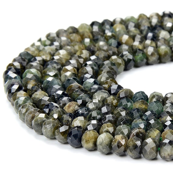 Natural Dark Green Tourmaline Gemstone Grade A 5x3mm Micro Faceted Rondelle Beads 15 Inch Full Strand Bulk Lot(80018107-p87)