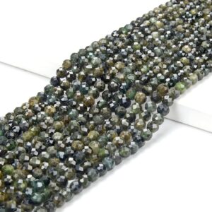 Natural Dark Green Tourmaline Gemstone Grade Aa Micro Faceted Round 5mm Loose Beads (p97) Natural Dark Green Tourmaline Gemstone Grade Aa Micro Faceted Round 5mm Loose Beads (p97)