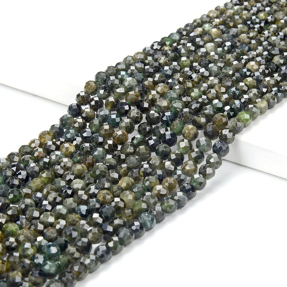 Natural Dark Green Tourmaline Gemstone Grade Aa Micro Faceted Round 5mm Loose Beads (p97) Natural Dark Green Tourmaline Gemstone Grade Aa Micro Faceted Round 5mm Loose Beads (p97)
