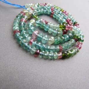 RARE Blue Pink Green Tourmaline Rondelles • 16 inches • 3.50-5.50mm • AA+ Faceted • Slightly Cloudy / Inclusions • Gorgeous Natural Colour