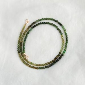 Green Tourmaline 3mm | Green tourmaline necklace | [ENGP1408] Green tourmaline | Faceted tourmaline 3mm stones | green tourmaline