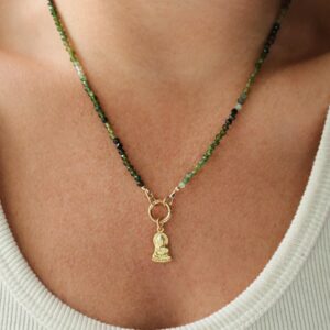 Green Tourmaline 3mm | Green tourmaline necklace | [ENGP1408] Green tourmaline | Faceted tourmaline 3mm stones | green tourmaline