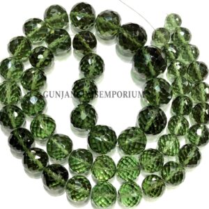 AAA+ BEAUTIFUL Green Tourmaline Faceted Round Beads Rare Deep Green Tourmaline Gemstone Jewelry Beads 9-12mm Sphere Beads 19" Necklace Beads