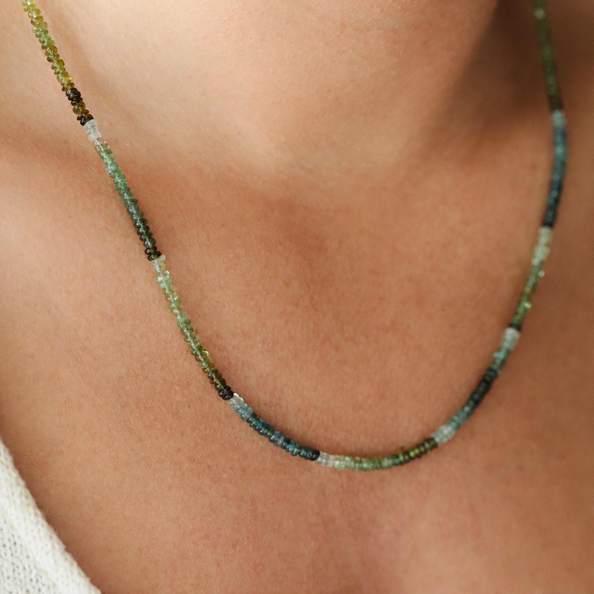 Blue & Green Tourmaline 3mm | Blue Tourmaline Necklace | Blue Tourmaline [entp1102] | Smooth Tourmaline 3mm Stones