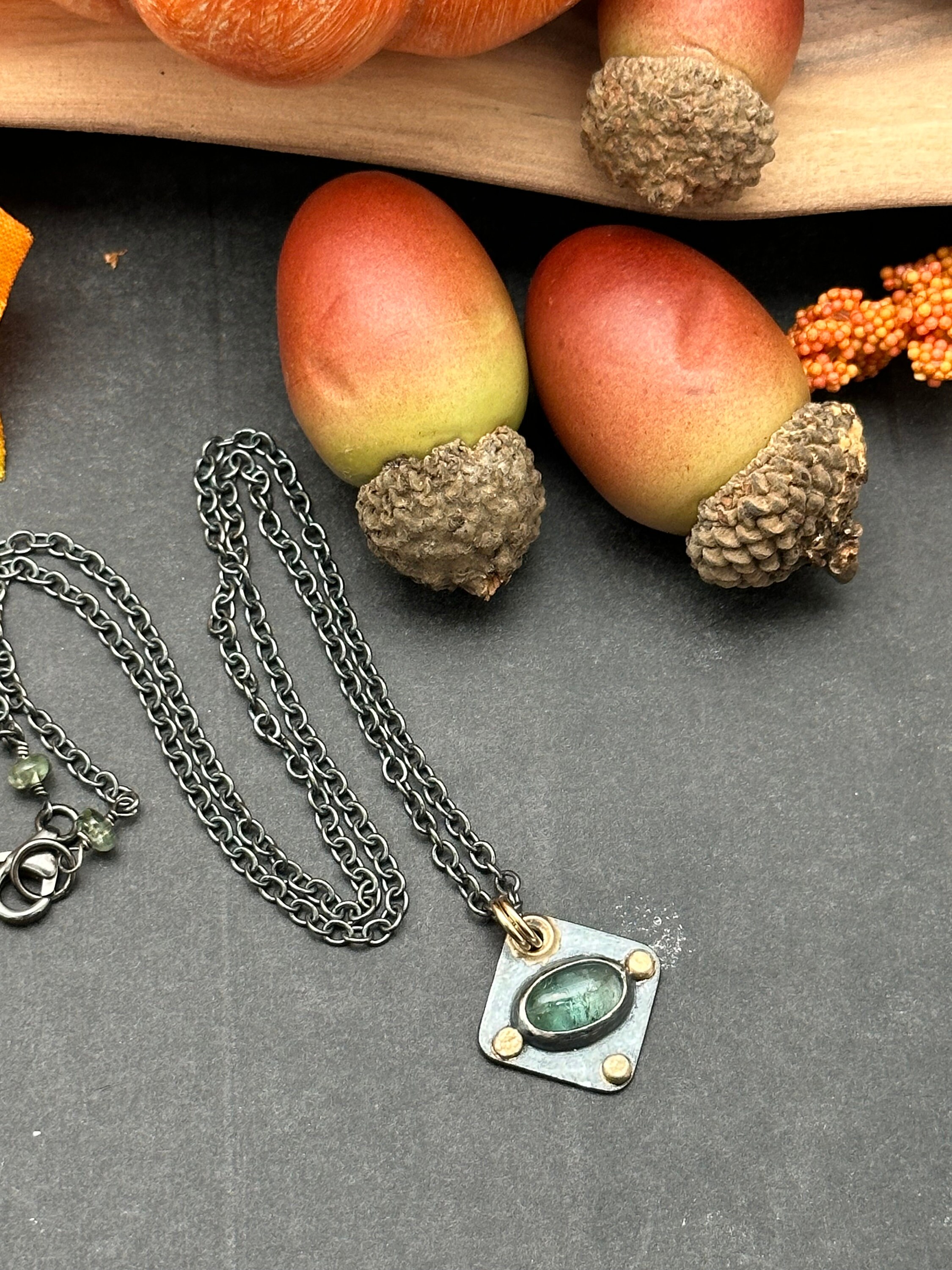 Dainty Green Tourmaline Artisan Necklace