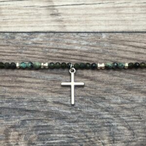 Elegant Cross Necklace with Green Tourmaline - Ideal Gift For Her