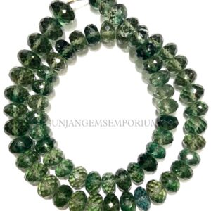Green Tourmaline Faceted Rondelles AAAA+ QUALITY~~Green Tourmaline Rondelle Beads RARE Tourmaline Gemstone Beads Faceted Tourmaline Necklace