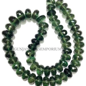 Green Tourmaline Faceted Rondelles AAAA+ QUALITY~~Green Tourmaline Rondelle Beads RARE Tourmaline Gemstone Beads Faceted Tourmaline Necklace