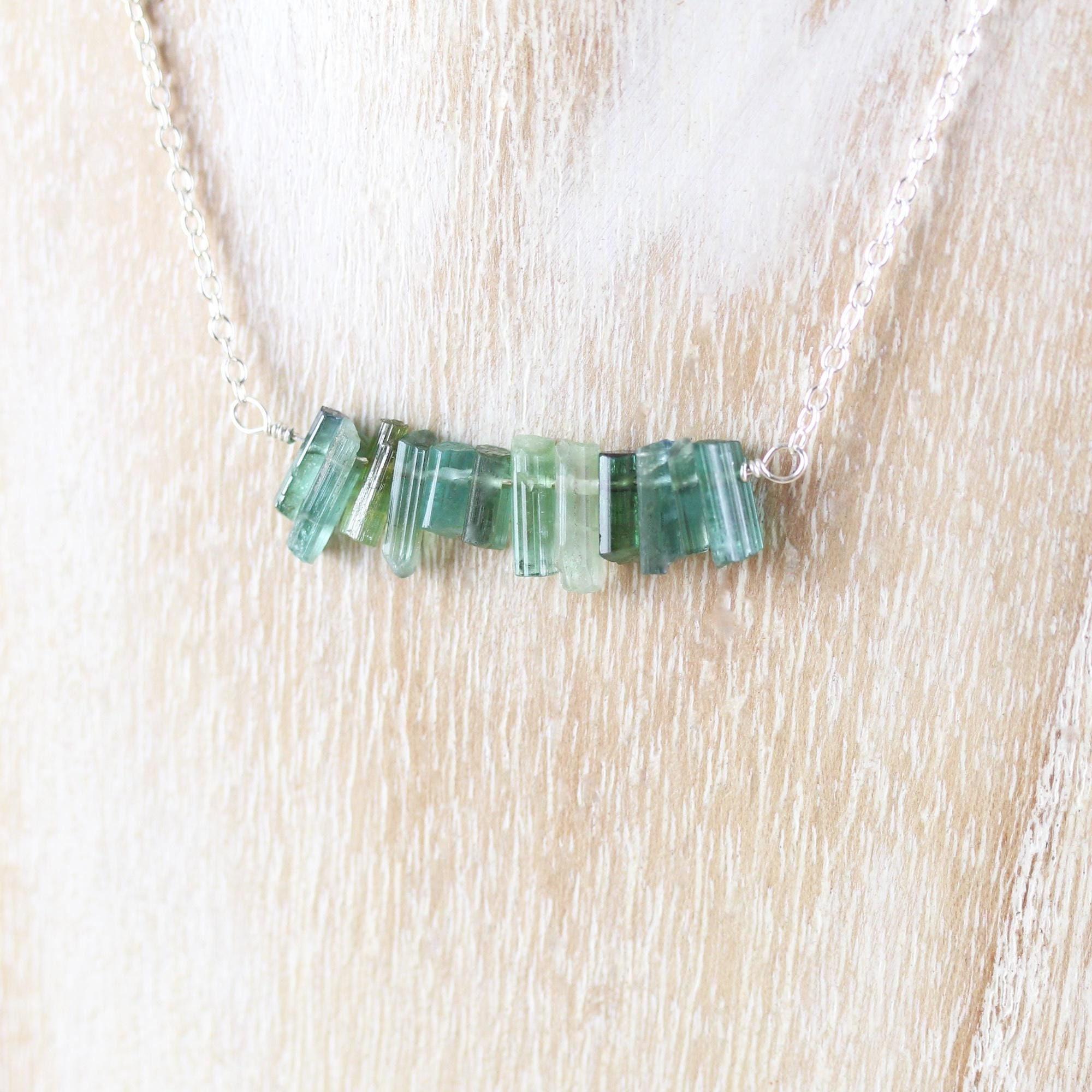Raw Green Tourmaline Bar Necklace In 925 Sterling Silver, 14kt Gold Or Rose Gold Filled, Gemstone Crystal Choker, Dainty & Delicate Jewelry Raw Green Tourmaline Bar Necklace In 925 Sterling Silver, 14kt Gold Or Rose Gold Filled, Gemstone Crystal Choker, Dainty & Delicate Jewelry