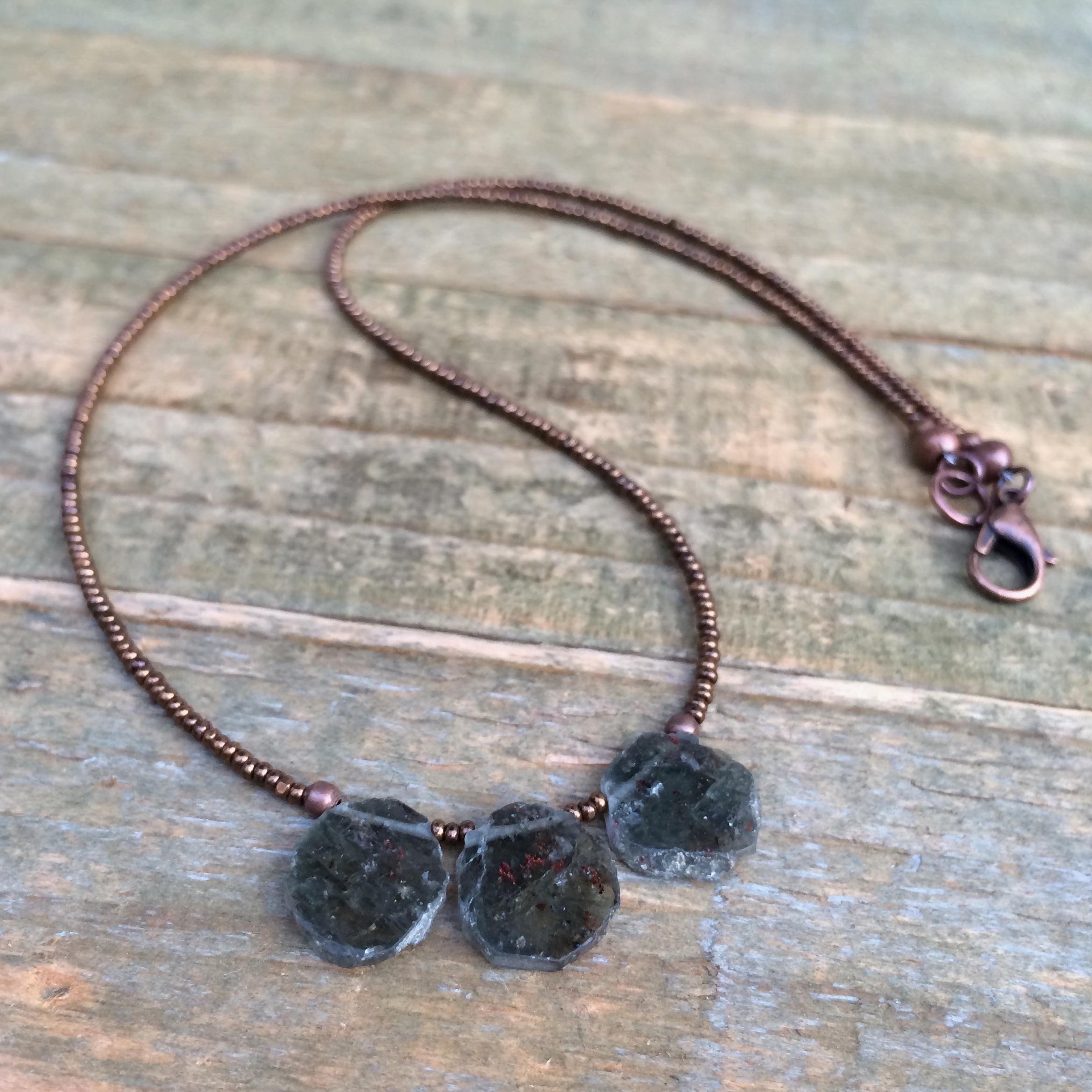 Green Tourmaline Necklace, Raw Stone Slab Necklace, Edgy Copper Jewelry, Unique Gift For Women, Bead Stone Necklace, Gray Green Necklace Green Tourmaline Necklace, Raw Stone Slab Necklace, Edgy Copper Jewelry, Unique Gift For Women, Bead Stone Necklace, Gray Green Necklace