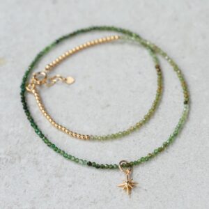 Green Tourmaline Necklace with Optional North Star Pendant –  [ENGM1144] Heart-Led, Rare & Radiant |Green tourmaline | Faceted tourmaline