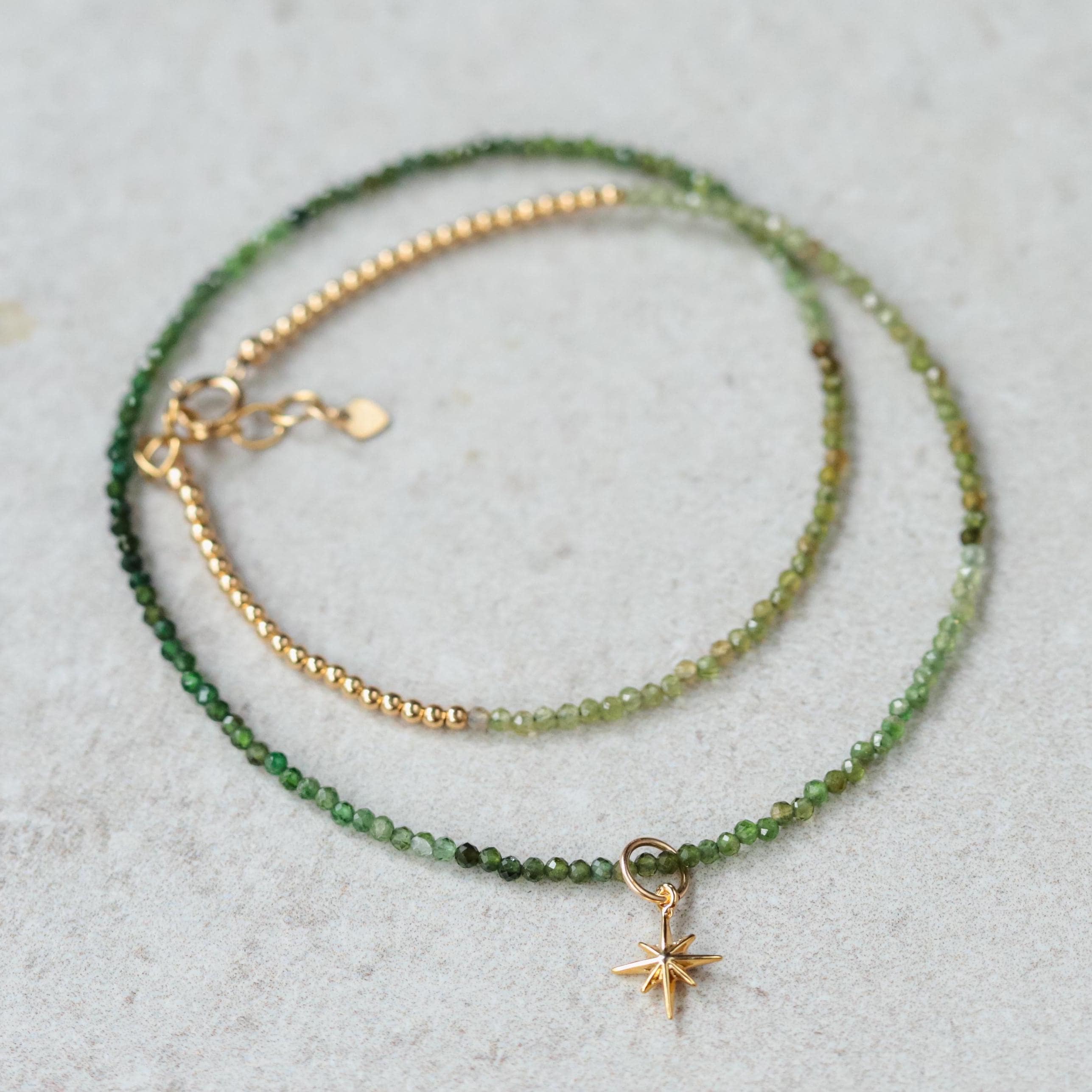 Green Tourmaline Necklace With Optional North Star Pendant –  [engm1144] Heart-led, Rare & Radiant |green Tourmaline | Faceted Tourmaline