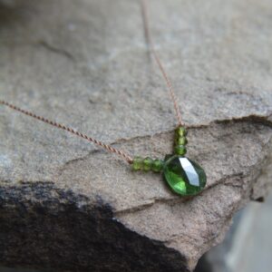 Green Tourmaline Tiny Gem Necklace 15 Inches