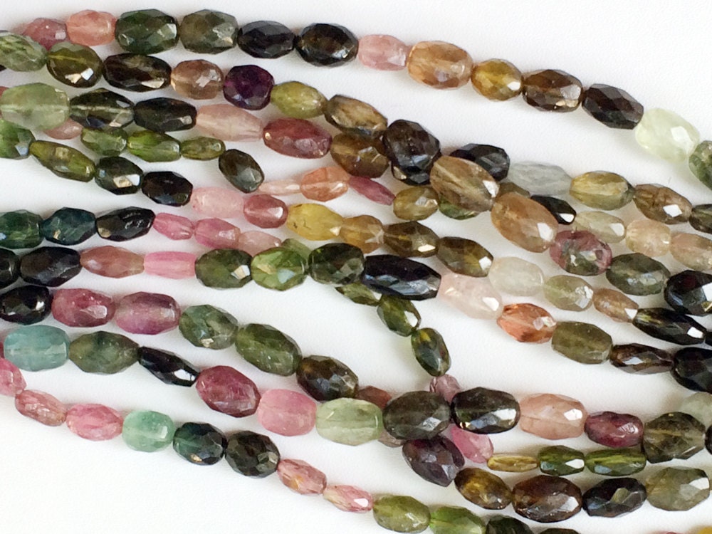 5x7mm Multi Tourmaline Faceted Drum Beads, Pink And Green Tourmaline Bicone Beads, Tourmaline Beads For Jewelry (6.5in To 13in Options) 5x7mm Multi Tourmaline Faceted Drum Beads, Pink And Green Tourmaline Bicone Beads, Tourmaline Beads For Jewelry (6.5in To 13in Options)