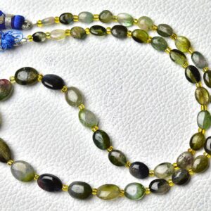 67 Cts, 15.5 Inch Strand Natural Green Tourmaline Plain Beads 4x5mm To 7x11mm Smooth Oval Beads Gemstone Bead Superb Tourmaline Beads No5117