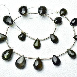 8 Inch Strand Natural Dark Green Tourmaline Briolettes 6x8mm To 9x13mm Faceted Pear Briolettes Gemstone Beads Superb Tourmaline Beads No1614