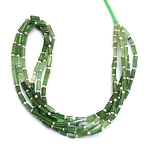 Aaa+ Green Tourmaline 4mm-12mm Faceted Tube Briolette Bead | 18" Strand | Multi Tourmaline Precious Gemstone Cylinder Pipe Fancy Loose Beads