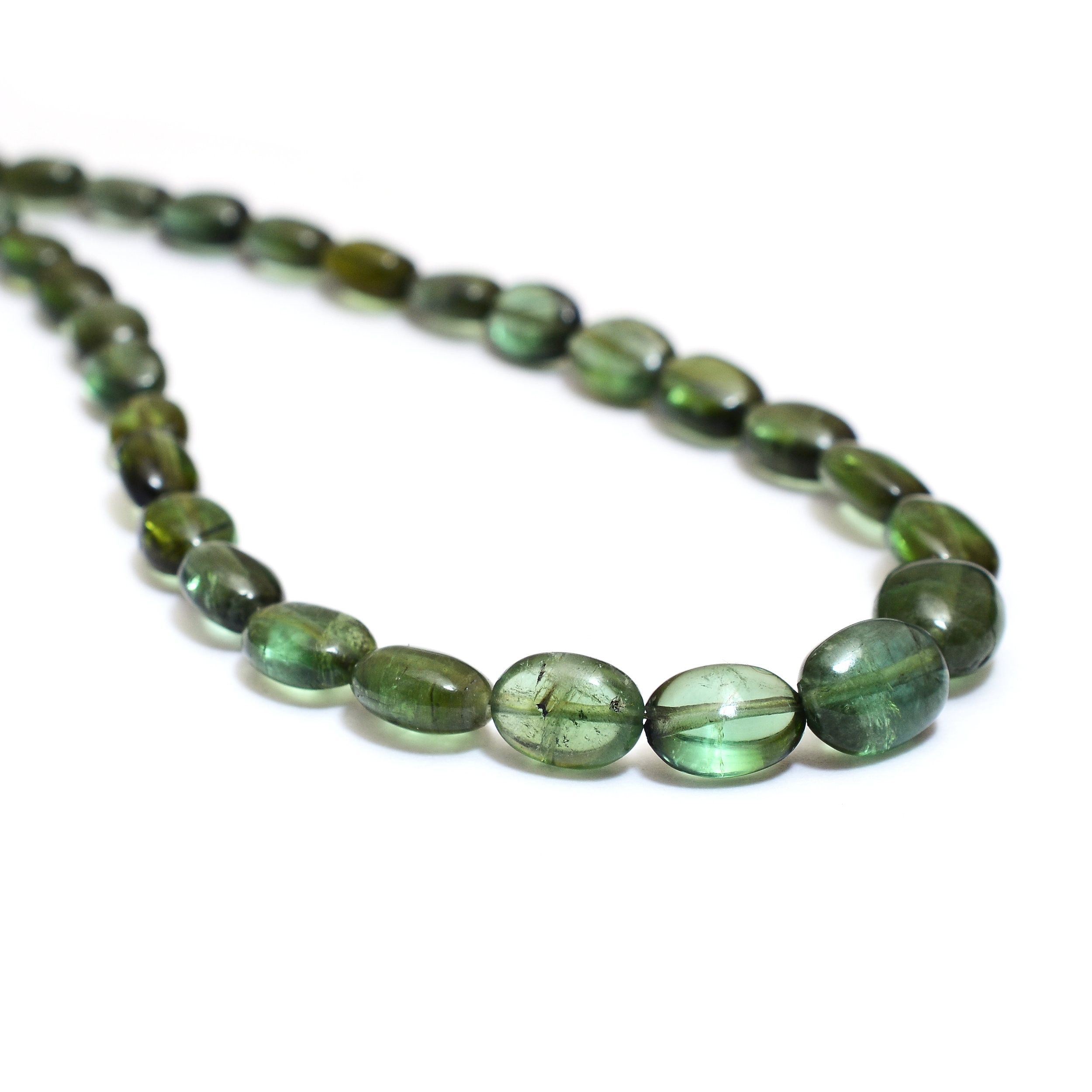 Aaaa+ Green Tourmaline Gemstone 3x5mm-6x8mm Smooth Oval Beads | 16inch Strand | Natural Tourmaline Semi Precious Gemstone Loose Oval Beads