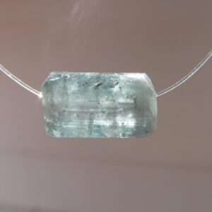 Blue green tourmaline tube 11mm bead -1 focal gemstone pc- jewelry making- craft beads
