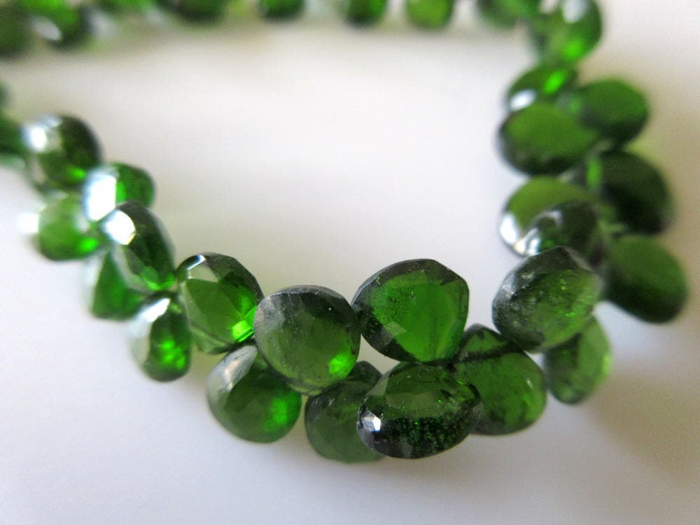 Green Chrome Tourmaline Faceted Heart Briolette Beads, Chrome Dravite Green Tourmaline Beads, 4mm To 8mm, 8 Inch Strand, Gds683 Green Chrome Tourmaline Faceted Heart Briolette Beads, Chrome Dravite Green Tourmaline Beads, 4mm To 8mm, 8 Inch Strand, Gds683