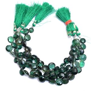 Chrome Tourmaline Gemstone Color Quartz 10mm-12mm Coin Briolette | Green Tourmaline Hydro Semiprecious Gemstone Faceted Beads | 7inch Strand