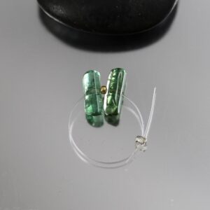 Green Tourmaline Crystal Beads - Pair - 12 X 4 Mm