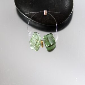 Green Tourmaline Crystal Beads - Pair - 8 X 6 Mm