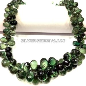 Extremely Rare~Green Tourmaline Color Faceted Drops Beads Tourmaline Briolettes Green Tourmaline Gemstone Beads Tourmaline Beads Strand.