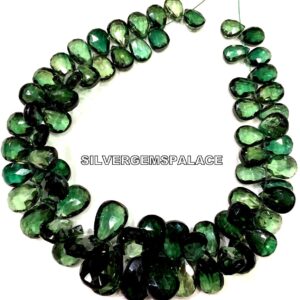 Extremely Rare~AAAA+ Green Tourmaline Faceted Pear Drop Beads Tourmaline Pear Briolettes Green Tourmaline Gemstone Beads Strand.