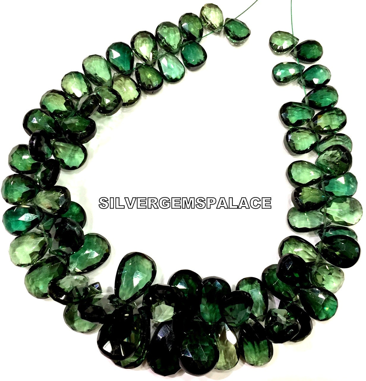 Extremely Rare~aaaa+ Green Tourmaline Faceted Pear Drop Beads Tourmaline Pear Briolettes Green Tourmaline Gemstone Beads Strand.
