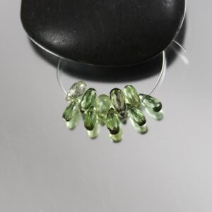 Faceted Green Tourmaline Teardrop Beads - 6-7mm, Set Of 10