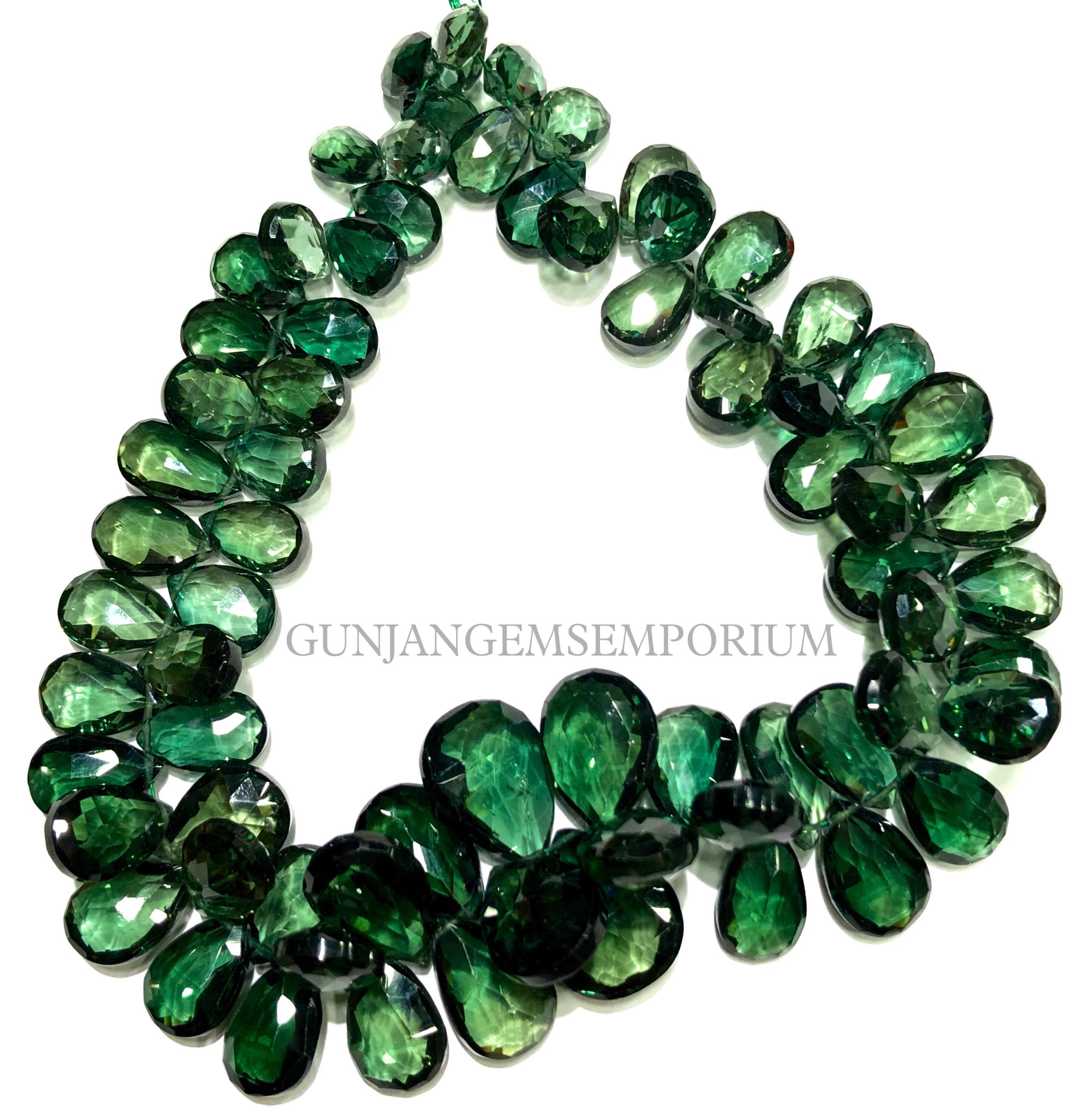 Gorgeous~~green Tourmaline Beads Aaaa+ Beautiful Tourmaline Faceted Pear Drop Beads Green Tourmaline Almonds Treated Tourmaline Pear Drops