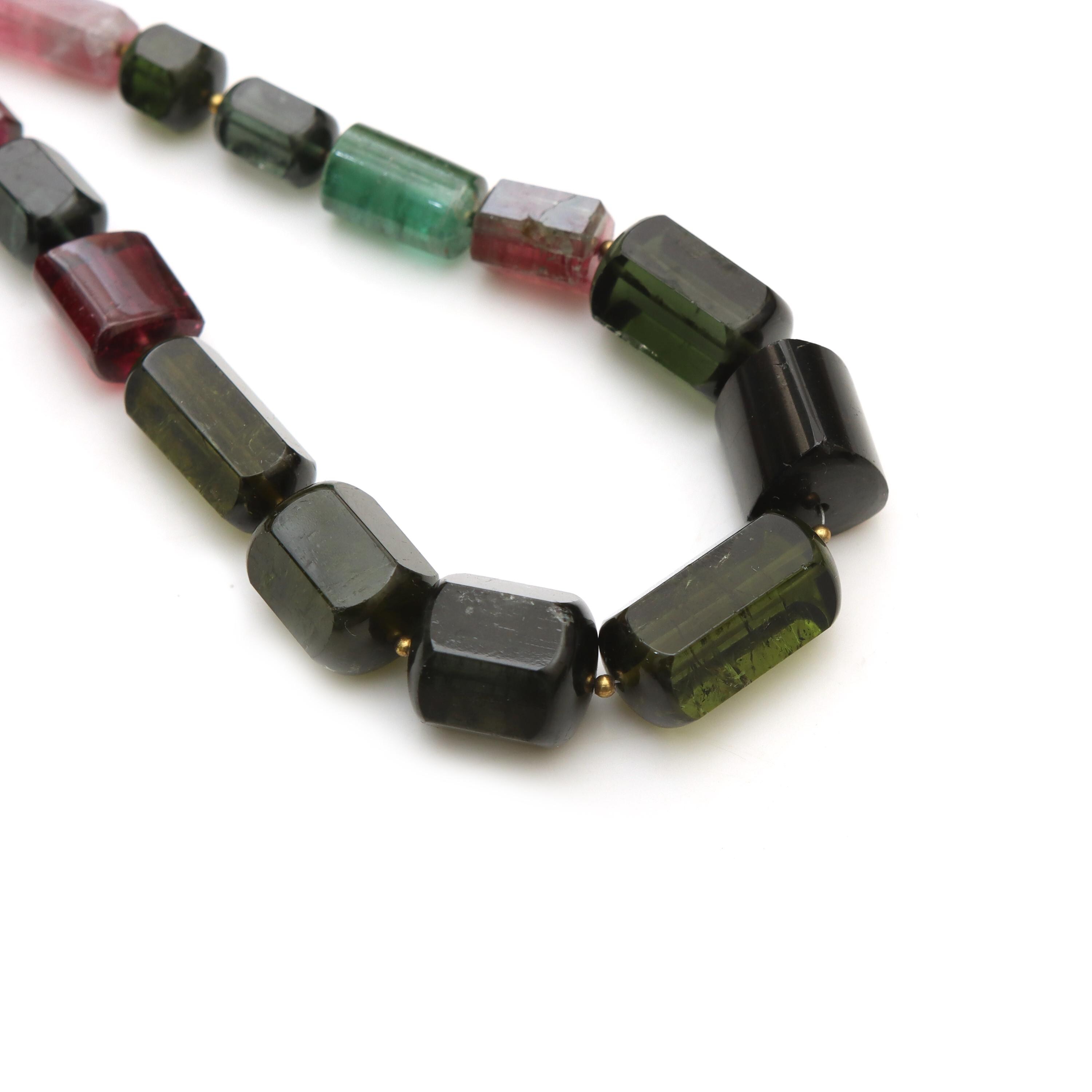 Multi Tourmaline Smooth Cylinder Beads, 5x10.5 Mm To 113x23 Mm, Natural Pink Green Tourmaline Barrel Gemstone, Mixed Shape Jewelry Making