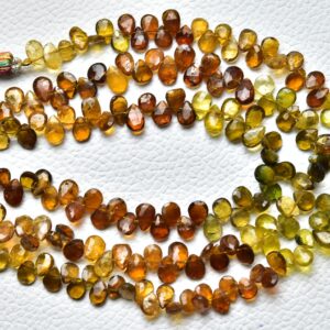 Natural Petrol Green Tourmaline Pear Briolettes 5x5.5mm To 5x7mm Faceted Pear Brioletts Gemstone Beads Tourmaline Beads 8 Inch Strand No4263