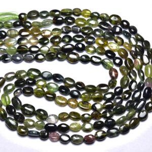 Green Tourmaline Oval Beads - 14 Inches - Natural Beautiful Smooth Shaded Tourmaline Briolette - Size Is 4.5x5 - 5.5x8 Mm #1381