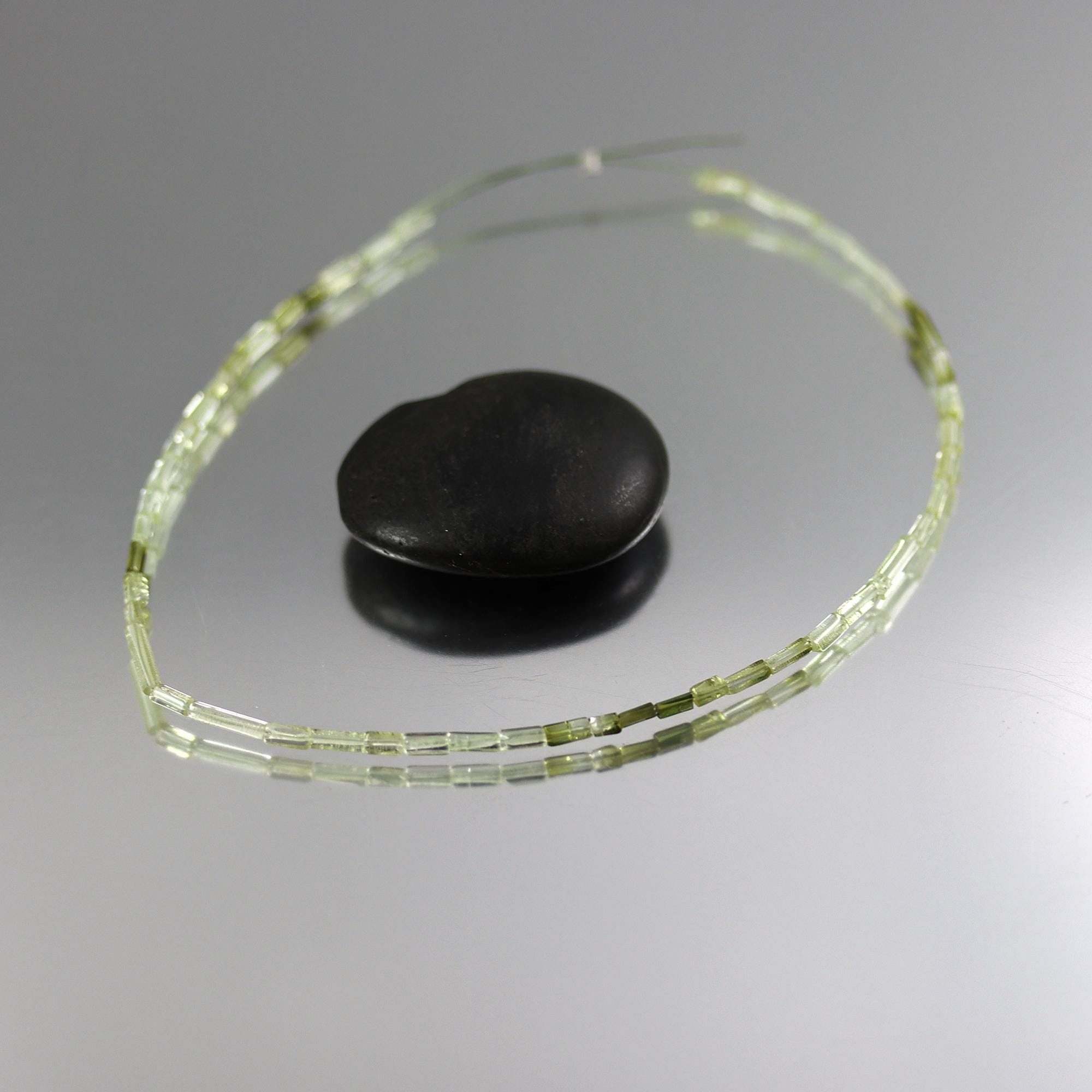 Petite Green Tourmaline Beads - Tubes - 10 Inches