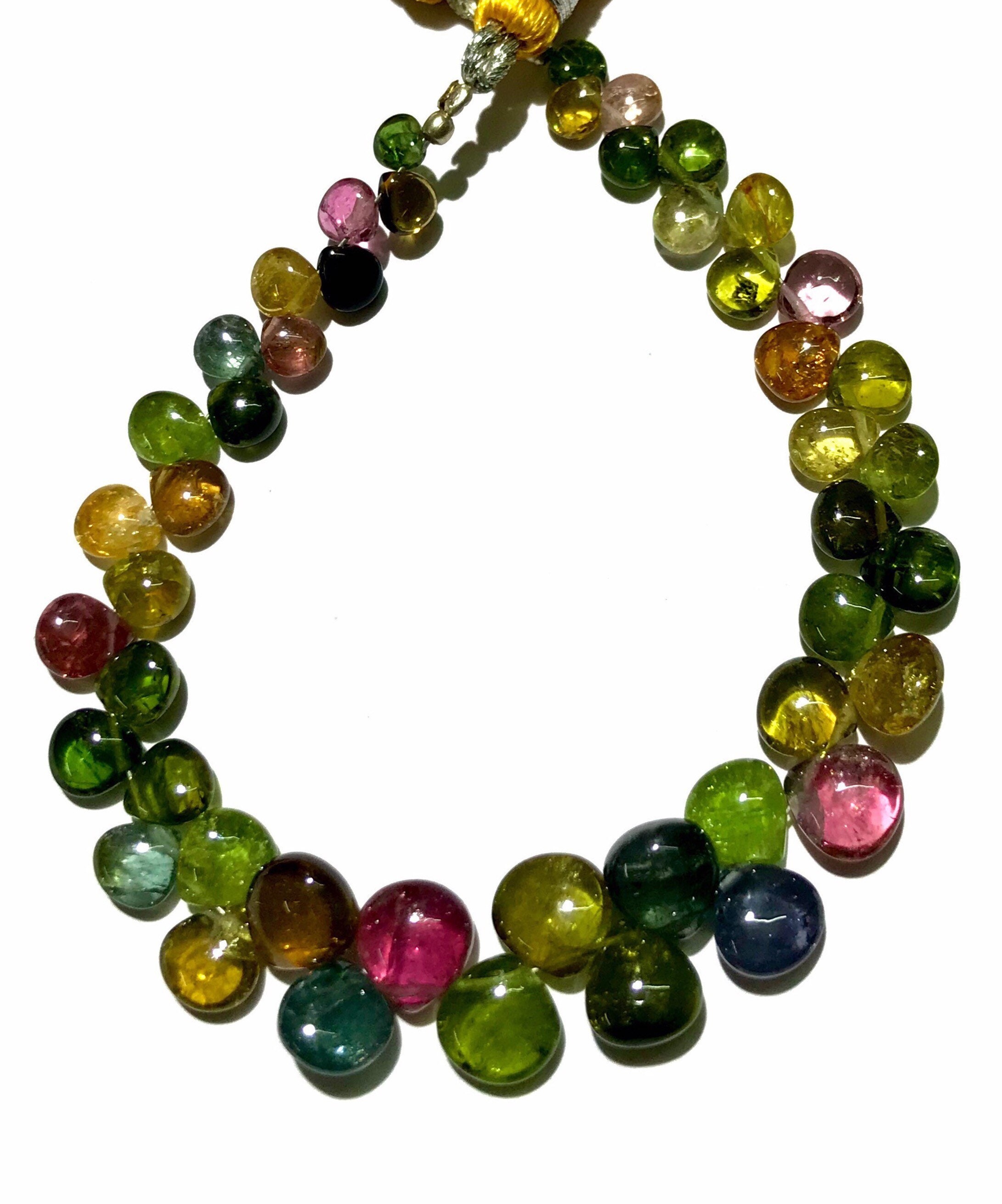 Rare Multi Green Tourmaline Smooth Heart Shape Beads Natural Multi Tourmaline Gemstone Beads 4-7mm Green Tourmaline Smooth Heart Beads 6.5”