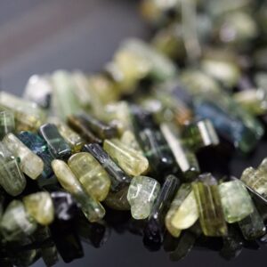 Green Tourmaline small tube beads 4-13mm (ETB00421) Unique jewelry/Vintage jewelry/Gemstone necklace