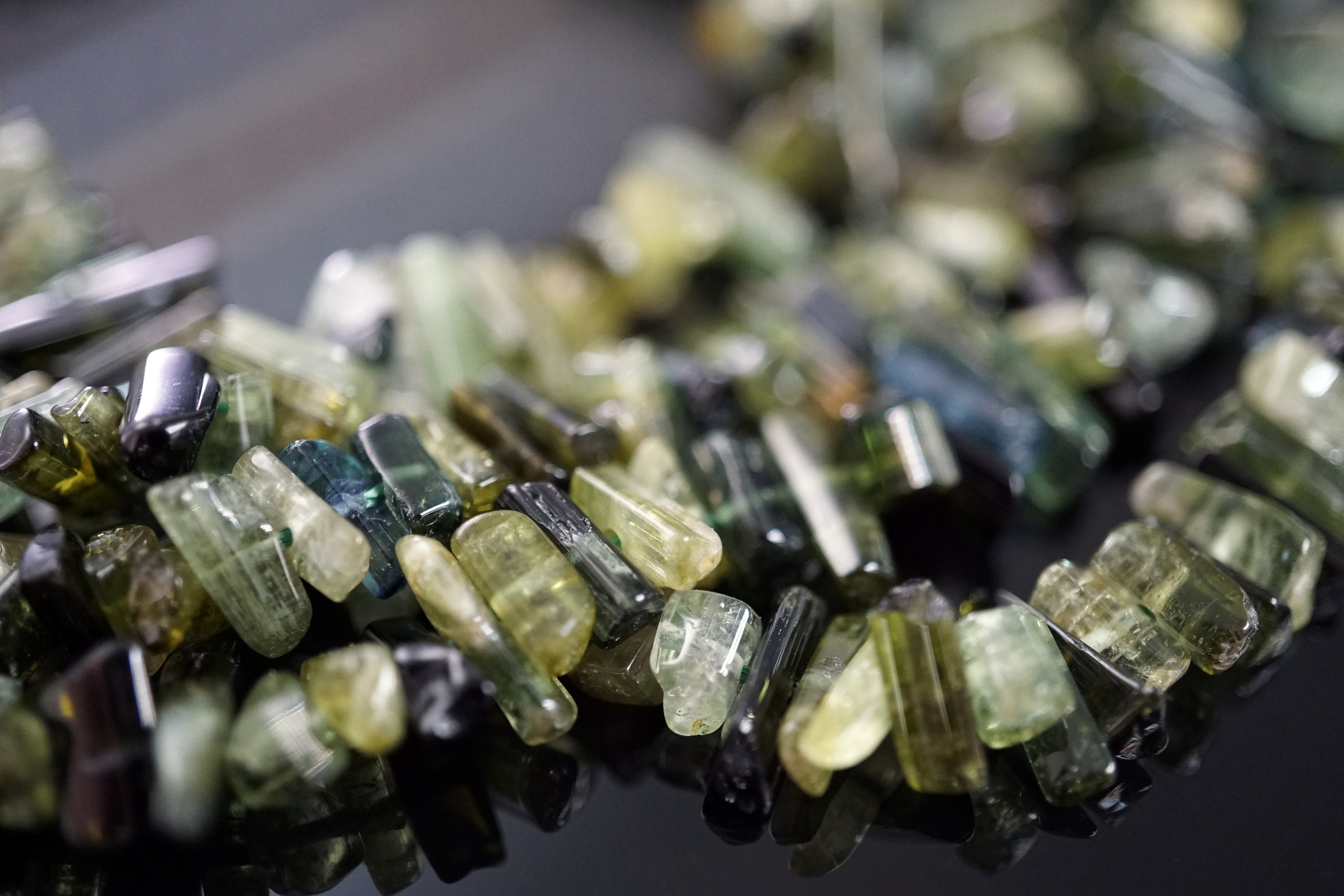 Green Tourmaline Small Tube Beads 4-13mm (etb00421) Unique Jewelry/vintage Jewelry/gemstone Necklace