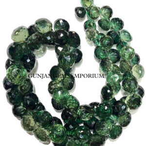 Sparkling~AAA+ Green Tourmaline Faceted Onion Shape Beads Tourmaline Onions Faceted Tourmaline Beads Tourmaline Stone Jewelry 10” Briolette