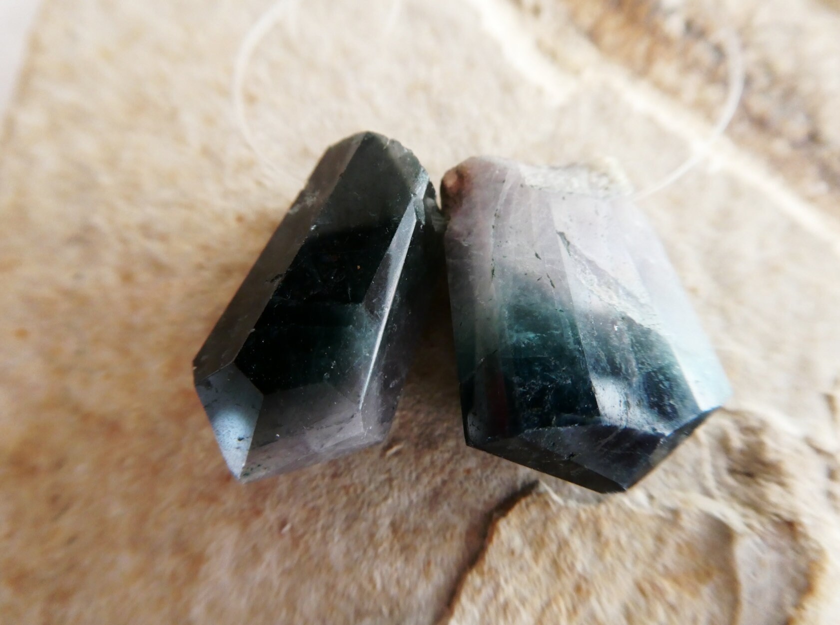 Green Tourmaline 18mm Point Beads-2 Pcs Natural Crystals-pendant Jewelry Making-craft Gemstone Beads