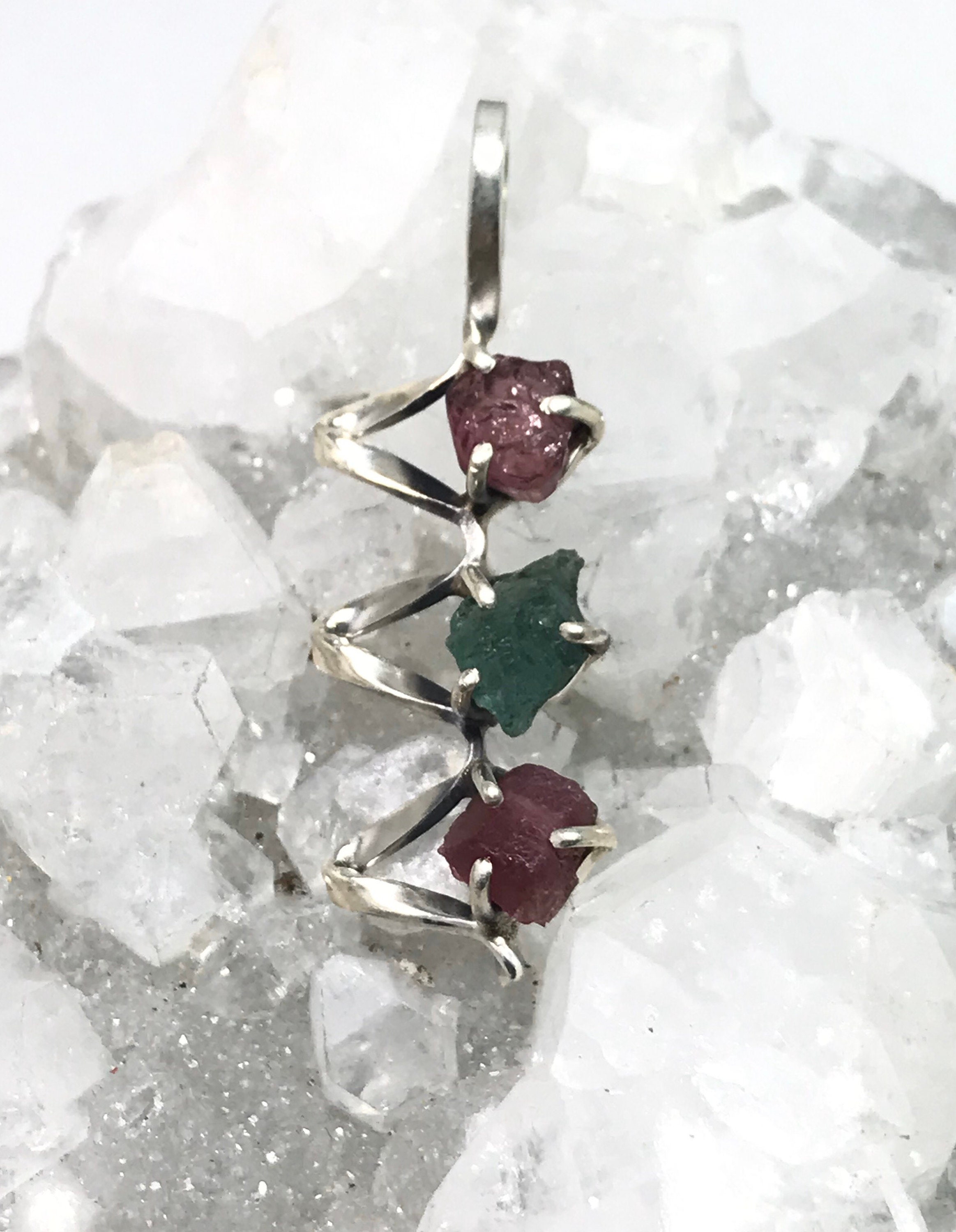 Abstract Pink And Green Tourmaline Pendant